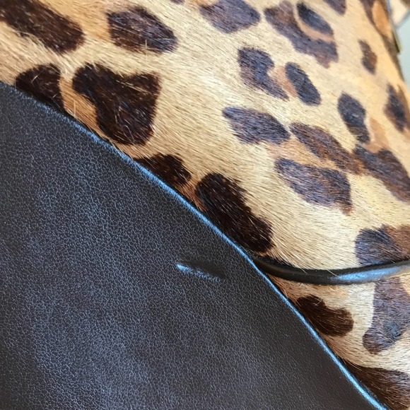 Hive & Honey Leopard Print Cow Hair Leather Wedge Heel Ankle Bootie w/ Zip 8 - Picture 9 of 10